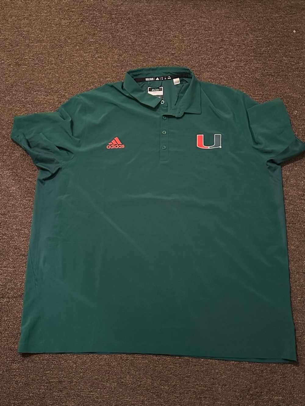 Adidas Men’s Green Miami Hurricanes Polo Shirt XXXL